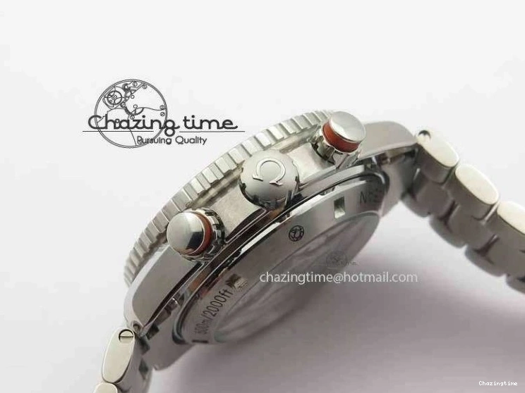 0320 Sophisticated Planet Ocean Master Chronometer Chrono SS OM 1:1 Best Edition Orange On SS Bracelet A 8156